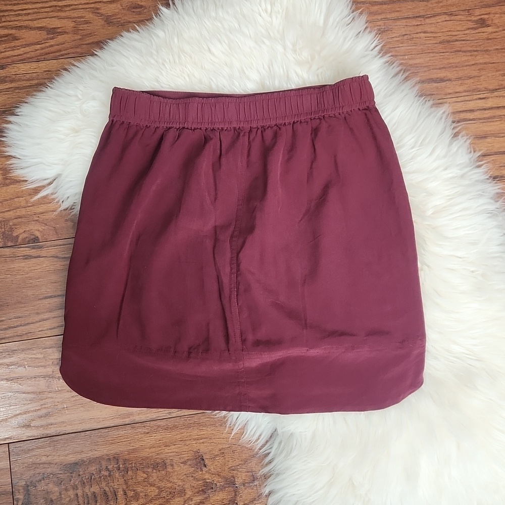 Madewell Maroon Mini Silk Skirt - Picture 4 of 6